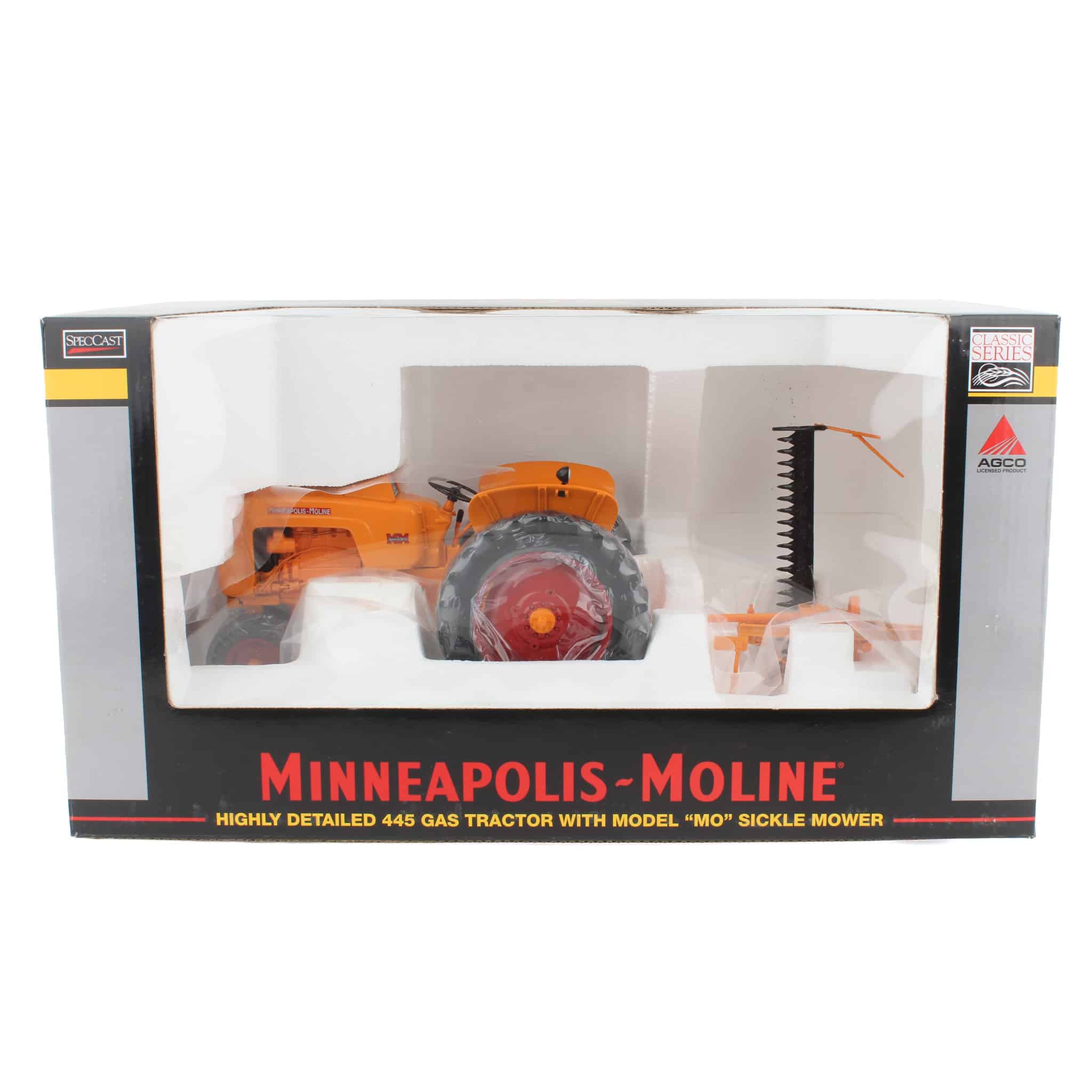 1/16 Minneapolis Moline 445 Tractor with Narrow Front & Sickle Bar Mower by SpecCast