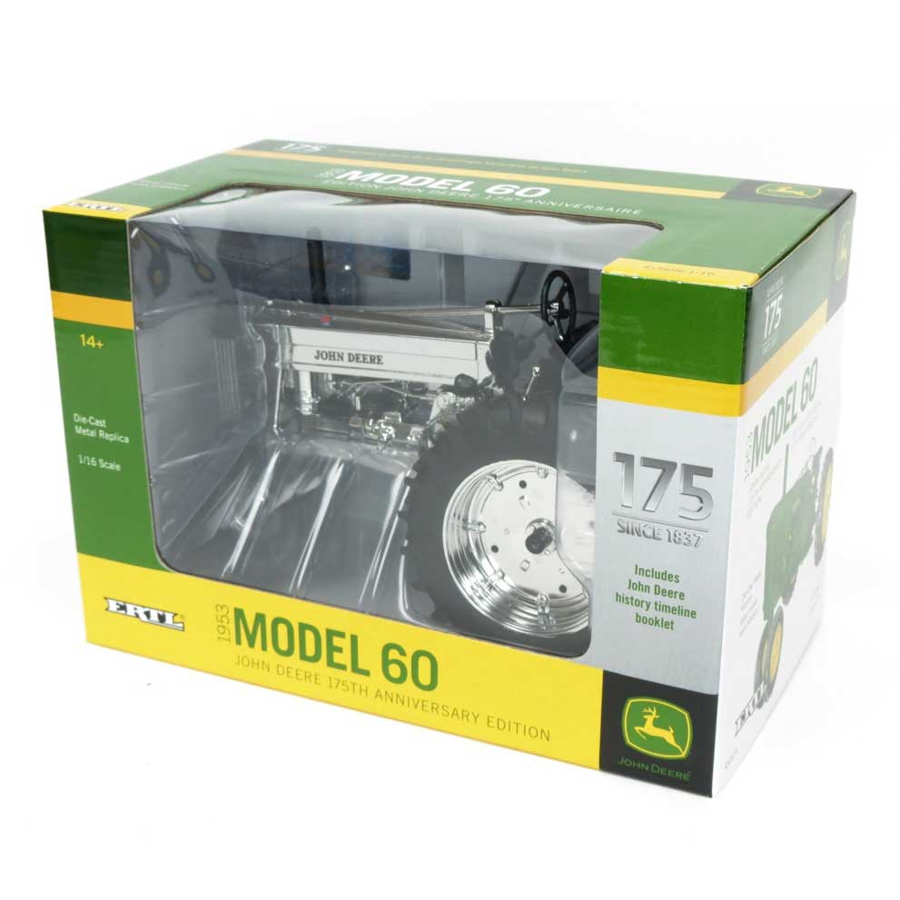 1/16 John Deere 60 Tractor with Narrow Front by ERTL, 175th Anniversary Silver Chrome Limited Edition - Image 3