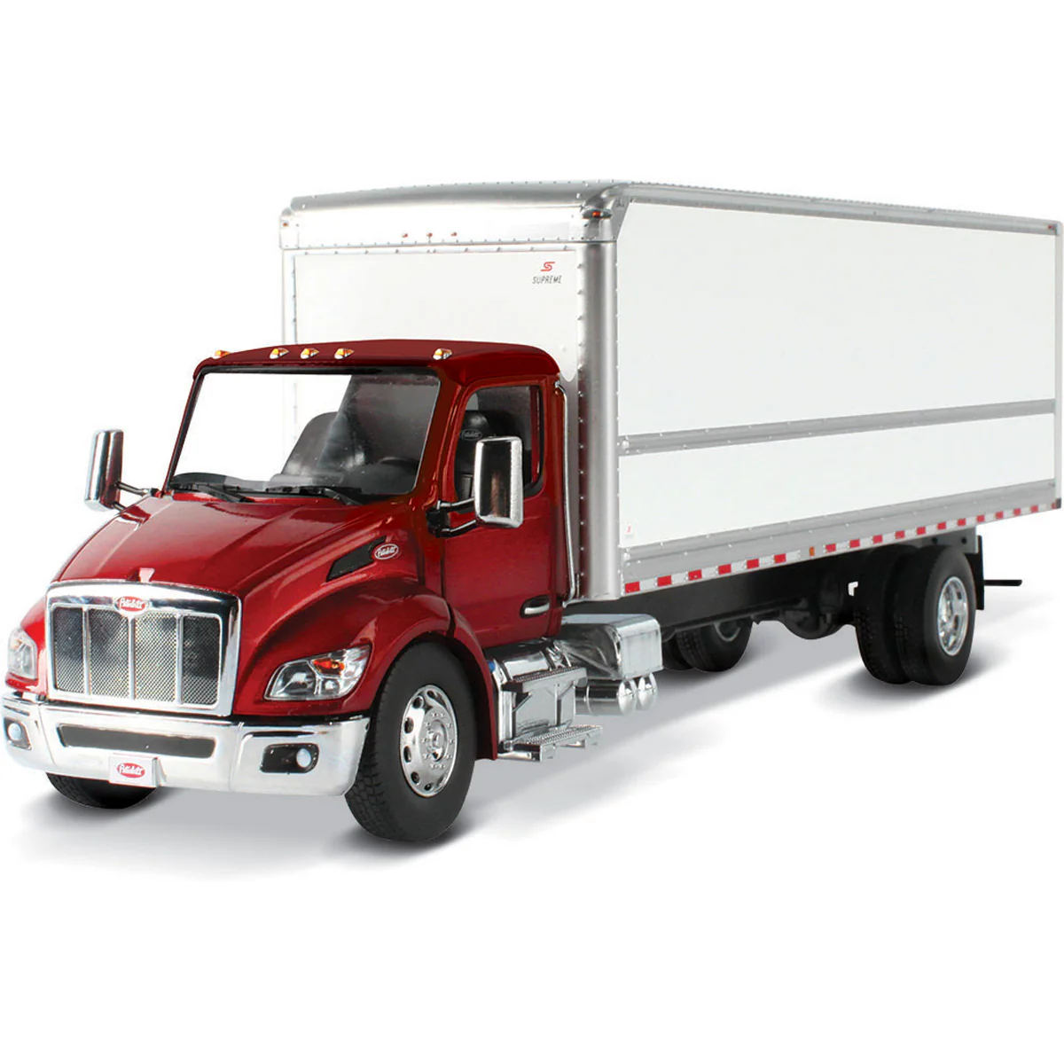 1/32 Red Peterbilt Model 536 with White Supreme Signature Van Truck Body