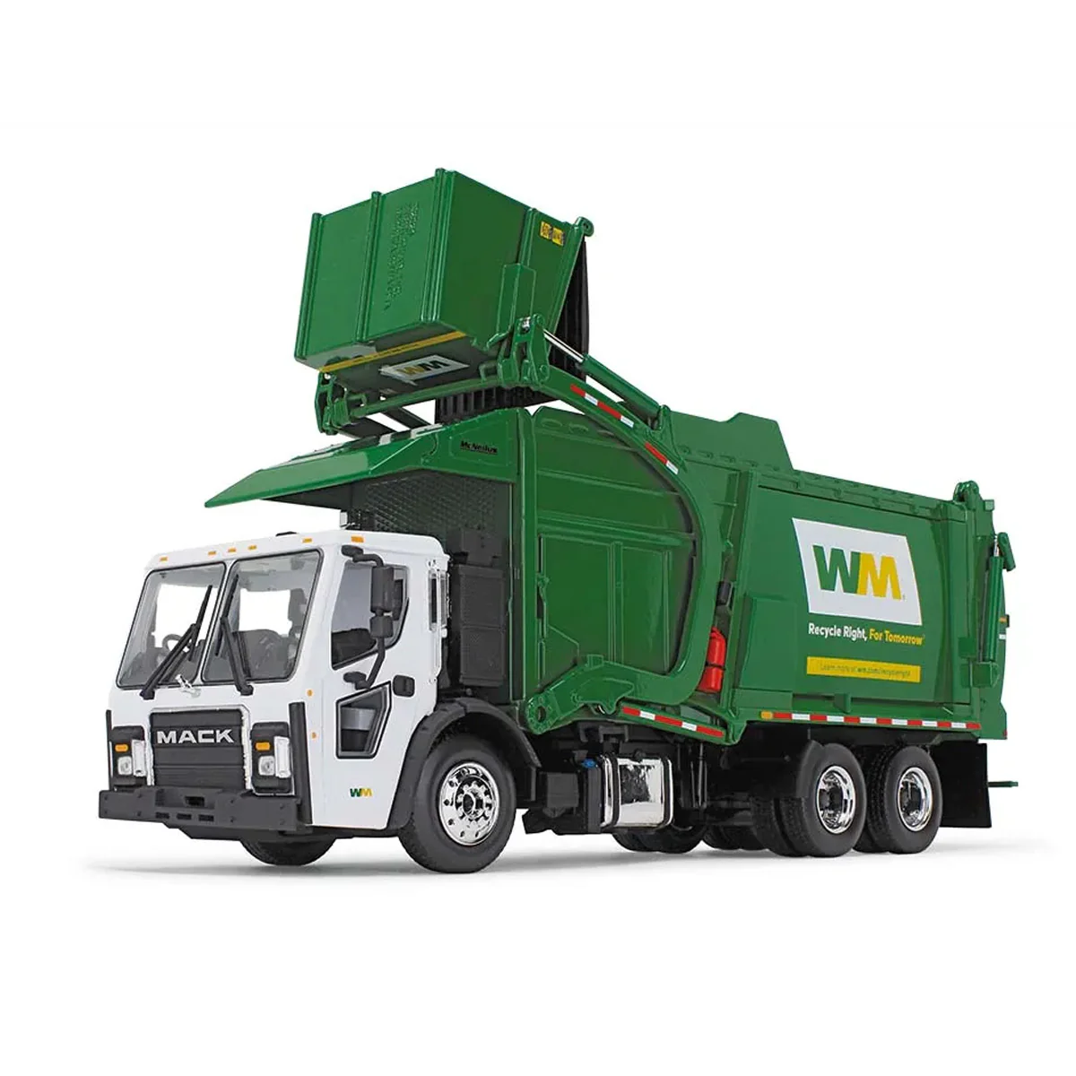 1/34 Mack LR Truck with McNeilus Meridian Front Loader & Dumpster by First Gear, Waste Management - Image 3