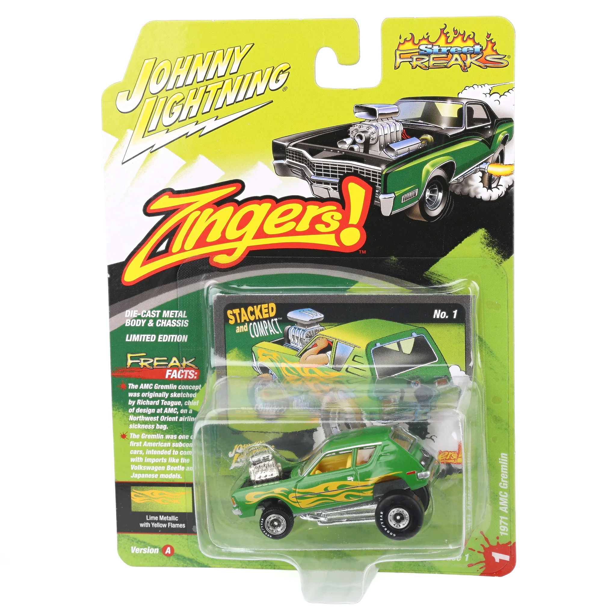 1/64 1971 AMC Gremlin, Metallic Lime Green, Johnny Lightning Zingers