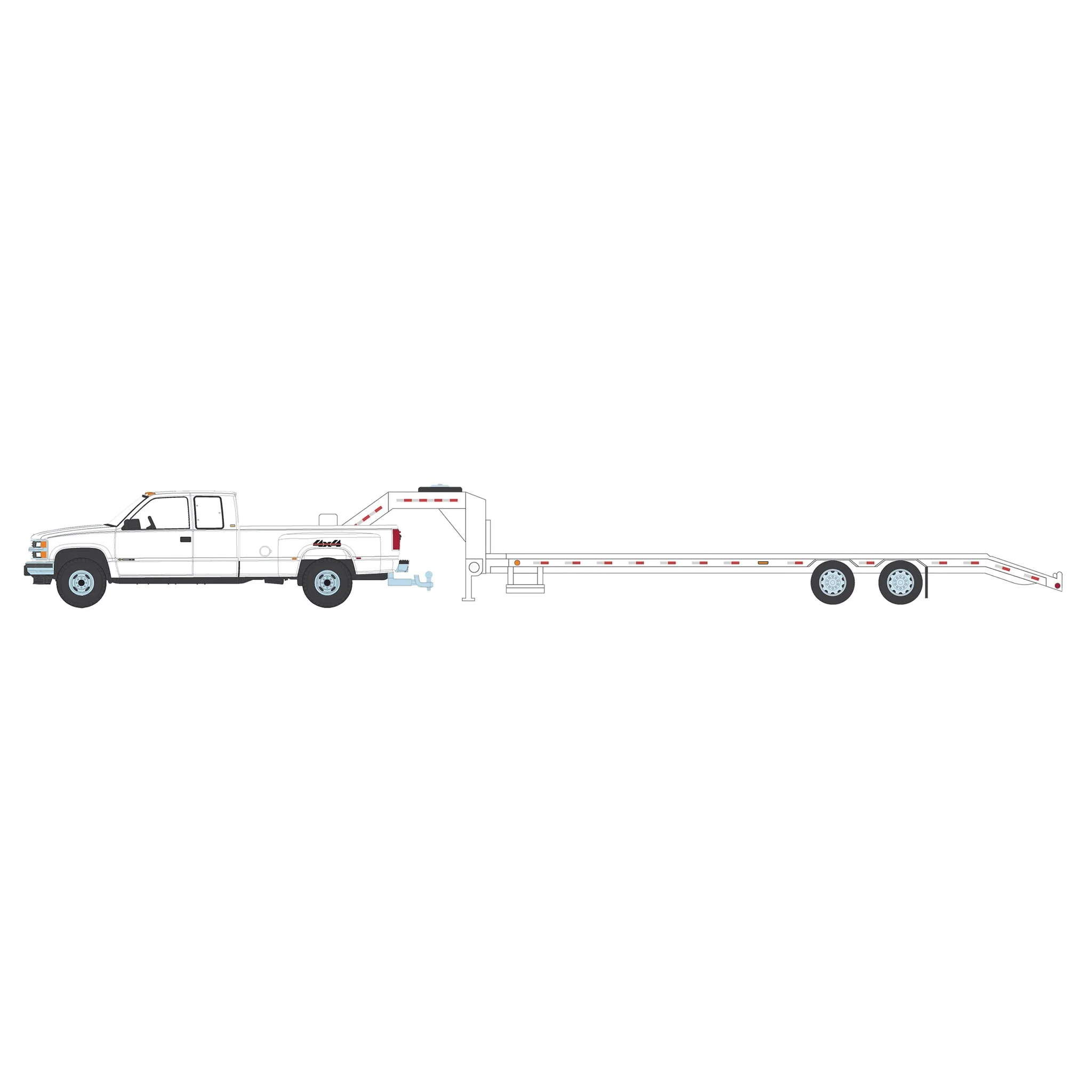1/64 1998 Chevrolet Silverado 3500 Ext. Cab Dually with Flatbed Trailer, Outback Toys Exclusive