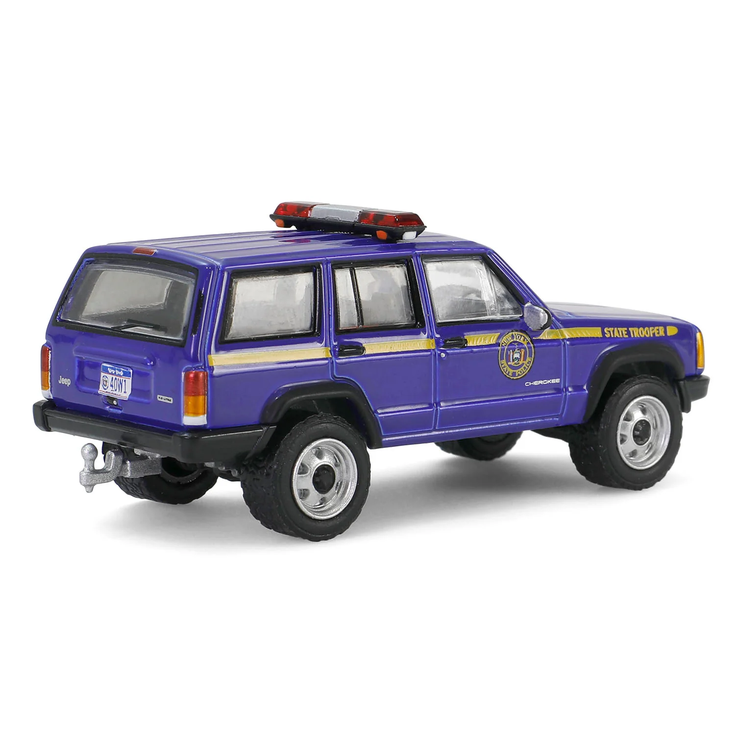 1/64 2001 Jeep Cherokee with Small Cargo Trailer, New York State Police, Hot Pursuit Hitch & Tow Series 1 - Image 6