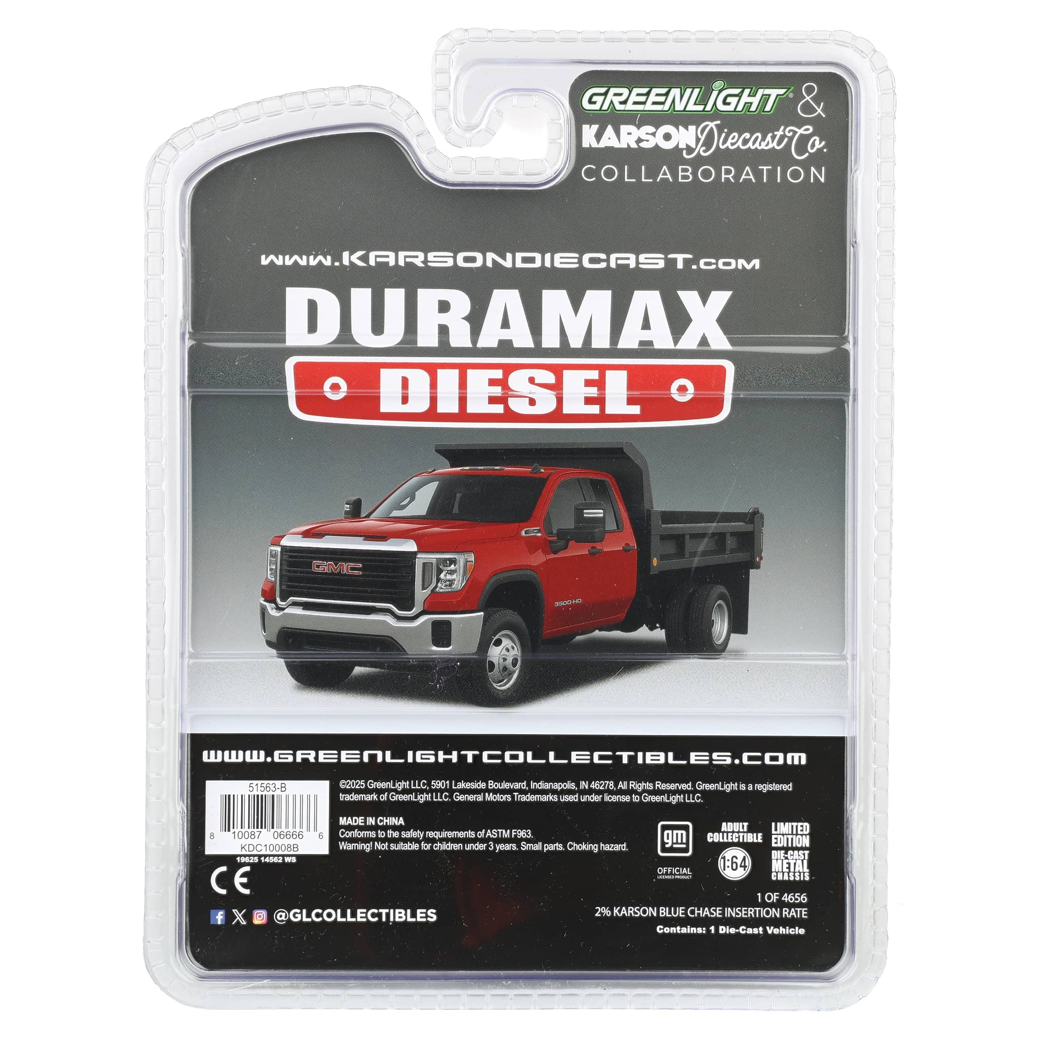 1/64 2022 GMC Sierra 3500HD Pickup Truck with Dump Bed, Cardinal Red, Karson Diecast Exclusive - Image 7