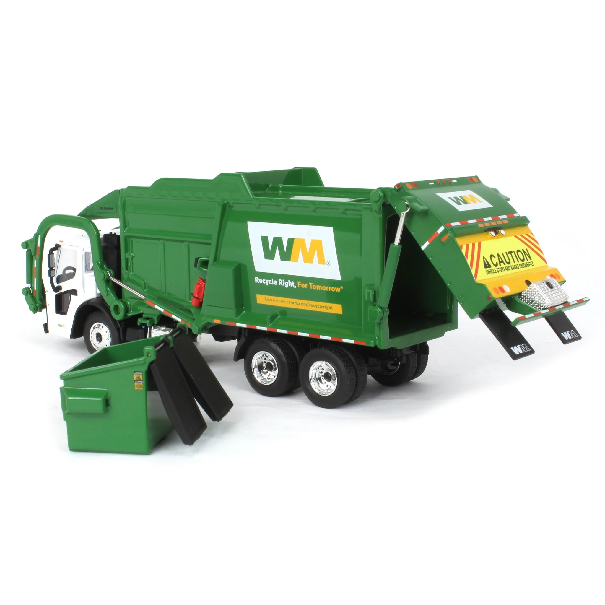 1/64 Mack LR Front Loader Garbage Truck with Dumpster by First Gear, Waste Management - Image 5