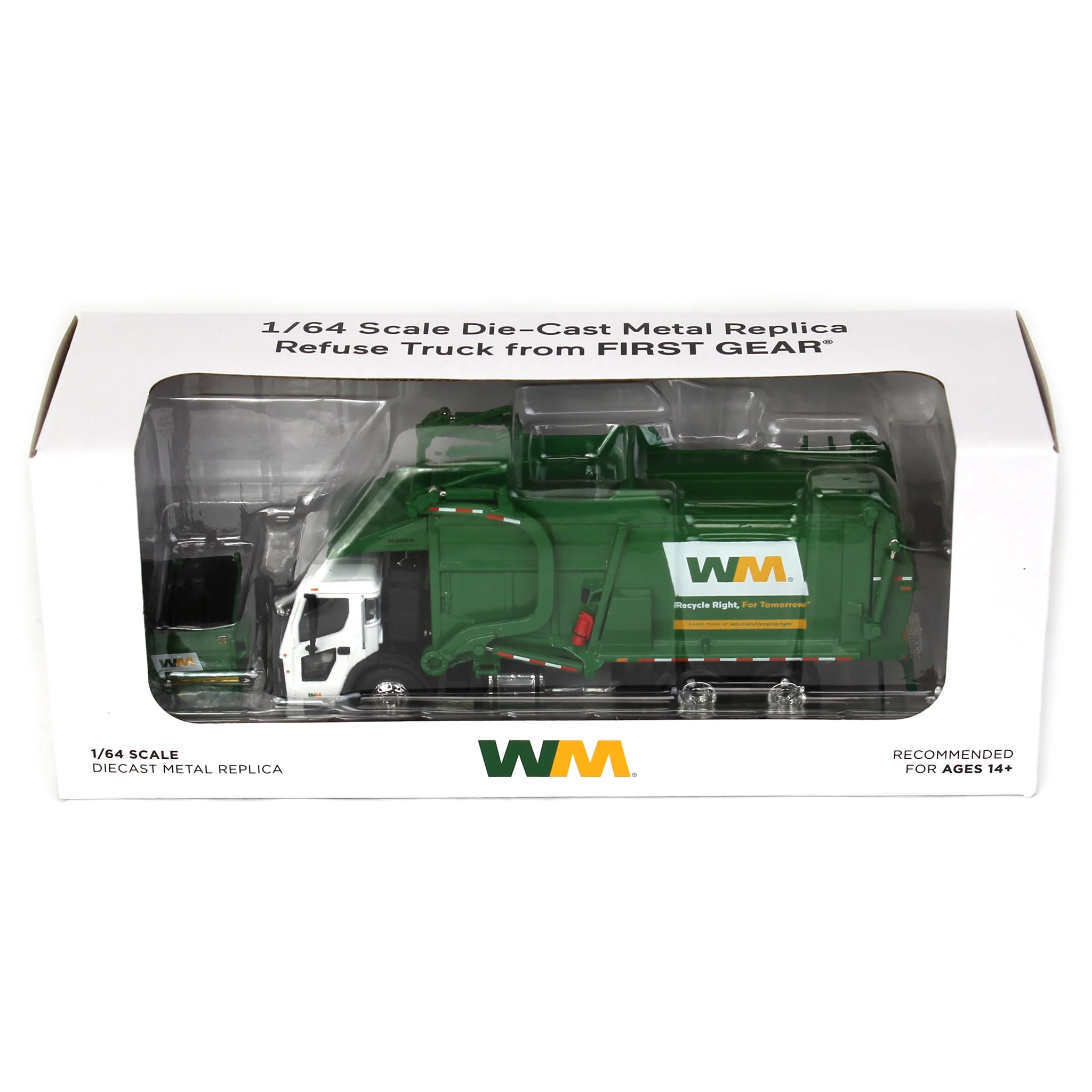 1/64 Mack LR Front Loader Garbage Truck with Dumpster by First Gear, Waste Management - Image 7