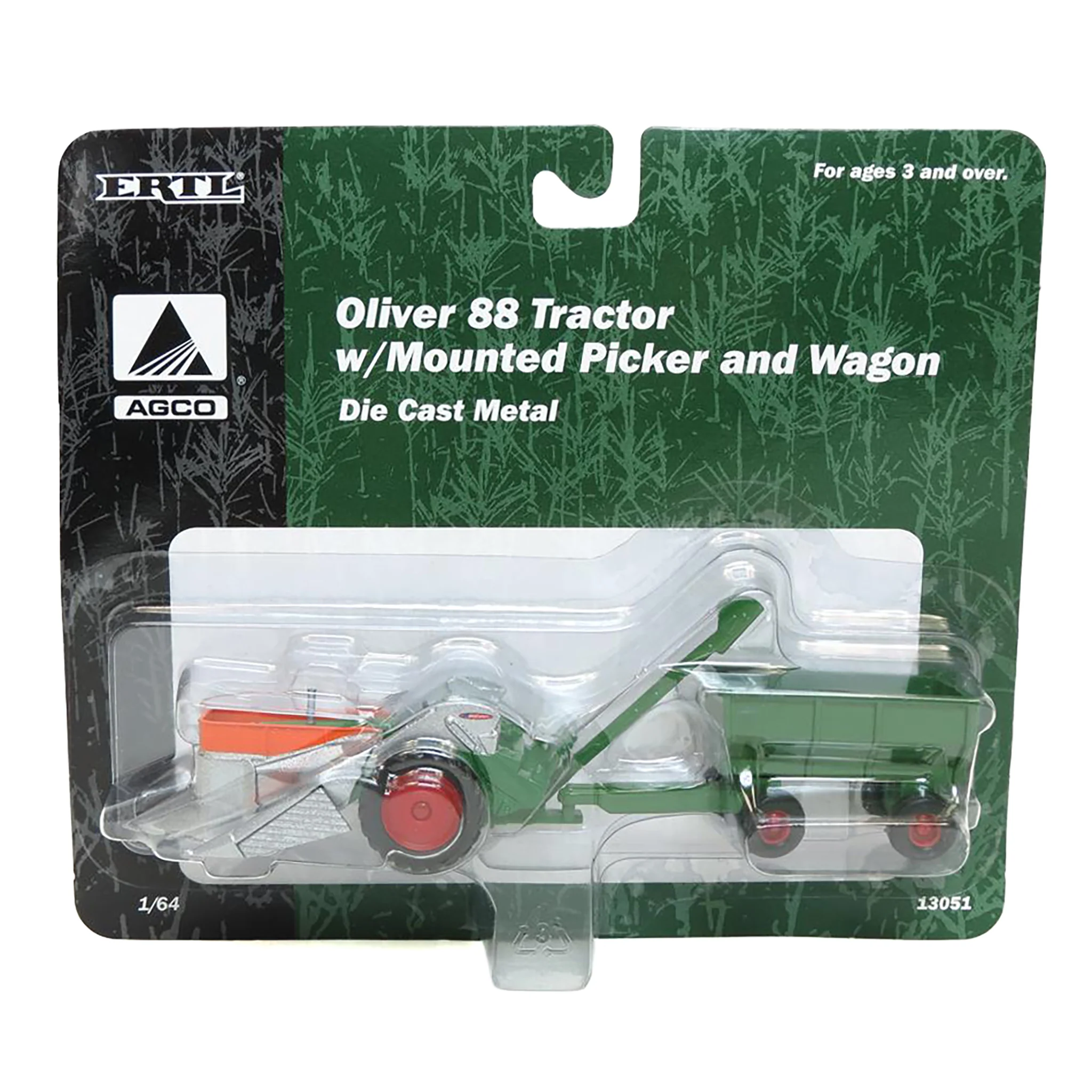 1/64 Oliver 88 Tractor with Mounted Picker & Wagon by ERTL