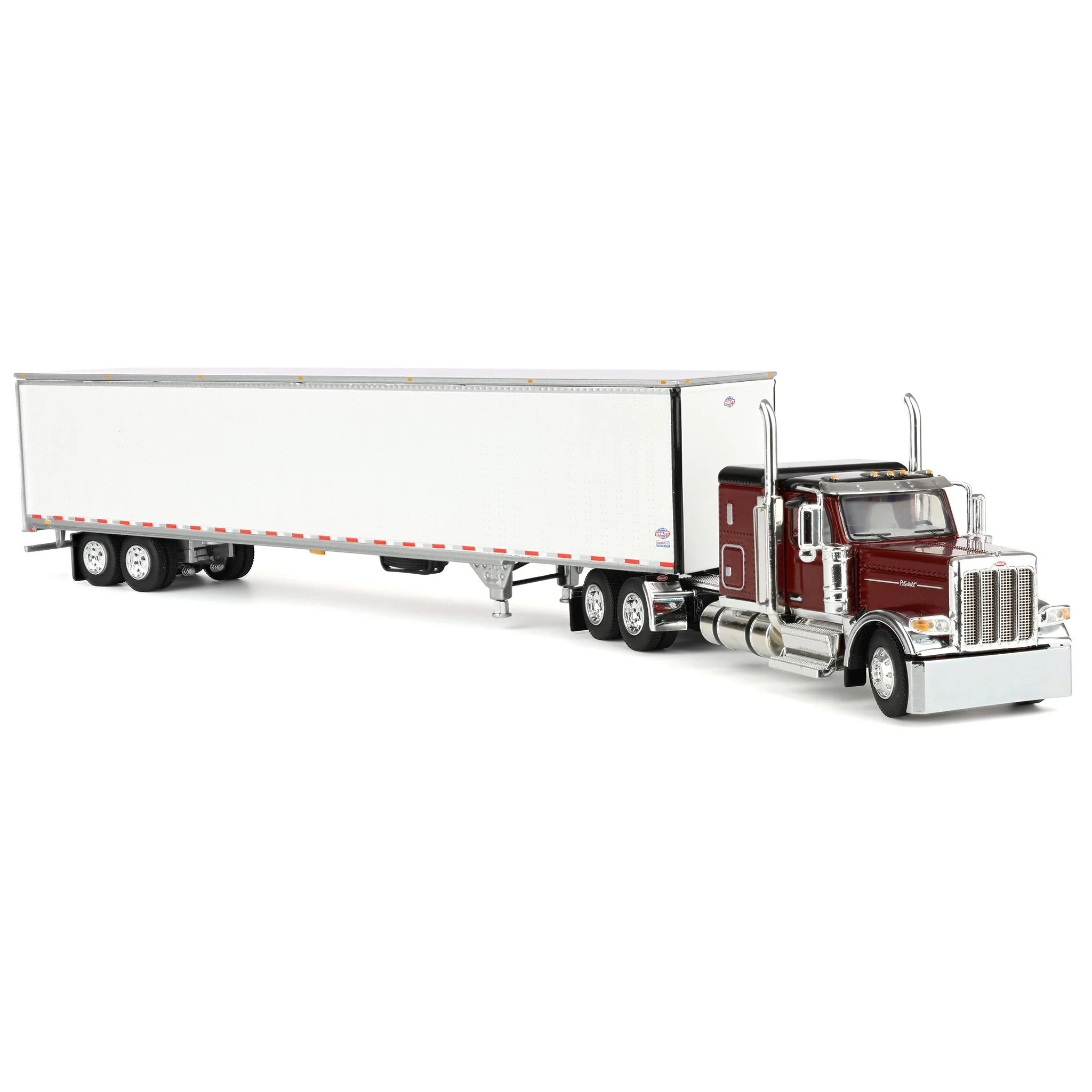1/64 Peterbilt 589 Semi Truck with 58in Flattop Sleeper & 53ft Utility Trailer, Legendary Red, DCP by First Gear - Image 2