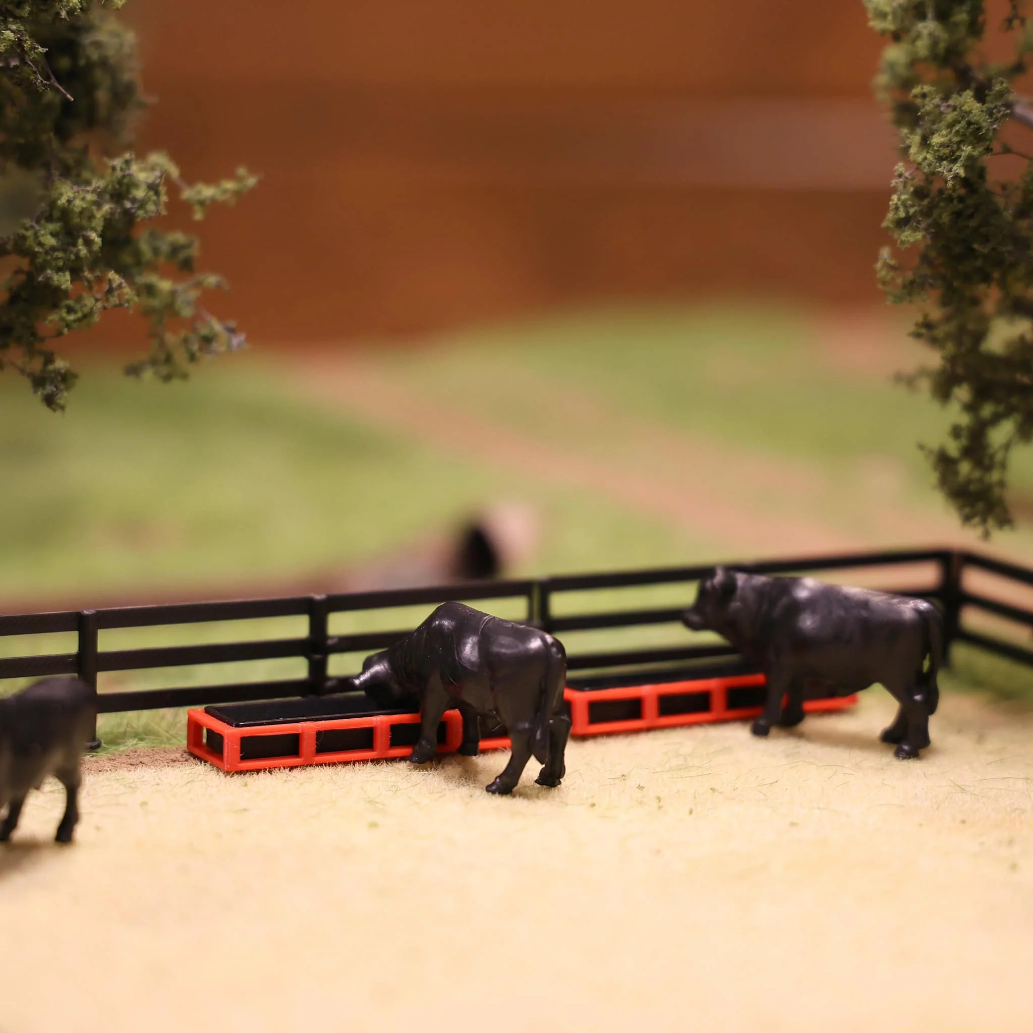 1/64 Red & Black Cattle Feed Trough 2-Pack by REVD Toys, 3D Printed - Image 6