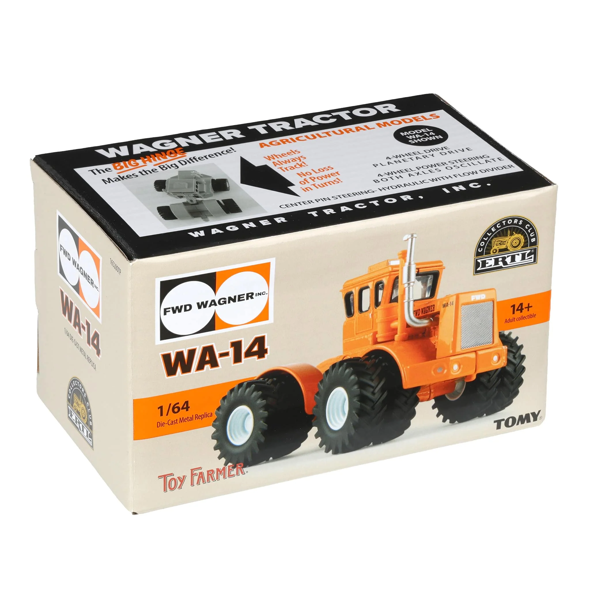 1/64 Wagner WA-14 Orange 4WD Tractor, ERTL Collectors Club Limited Edition - Image 9