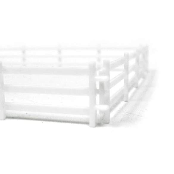 1/64 White 3 Rail Fence Sections 6 in (6 Pack) by Standi Toys - Image 2