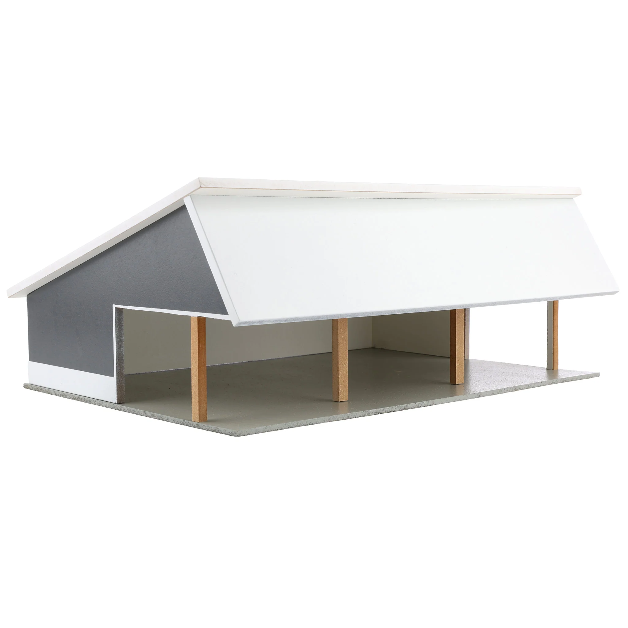 1/64 Light & Dark Gray 64ft x 48ft Wooden Cattle Shed with Removeable Roof