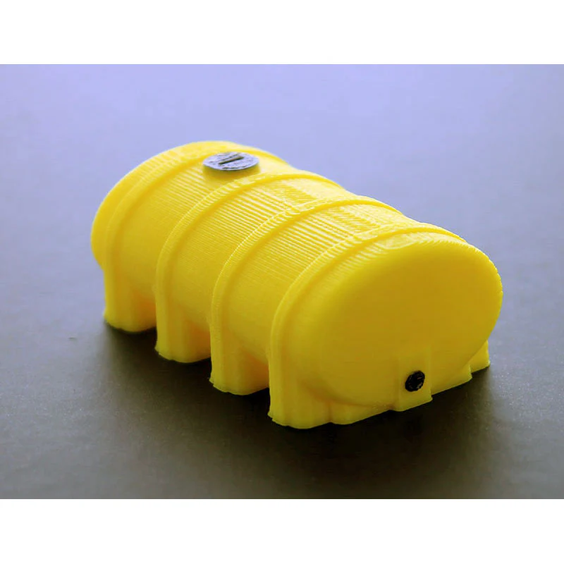 1/64 Yellow Elliptical Leg Tank, 2in Long, 3D Printed