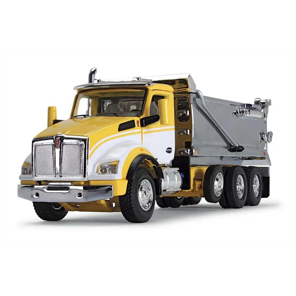 1/64 Yellow/White/Chrome Kenworth T880 Rogue Dump Truck, DCP by First Gear