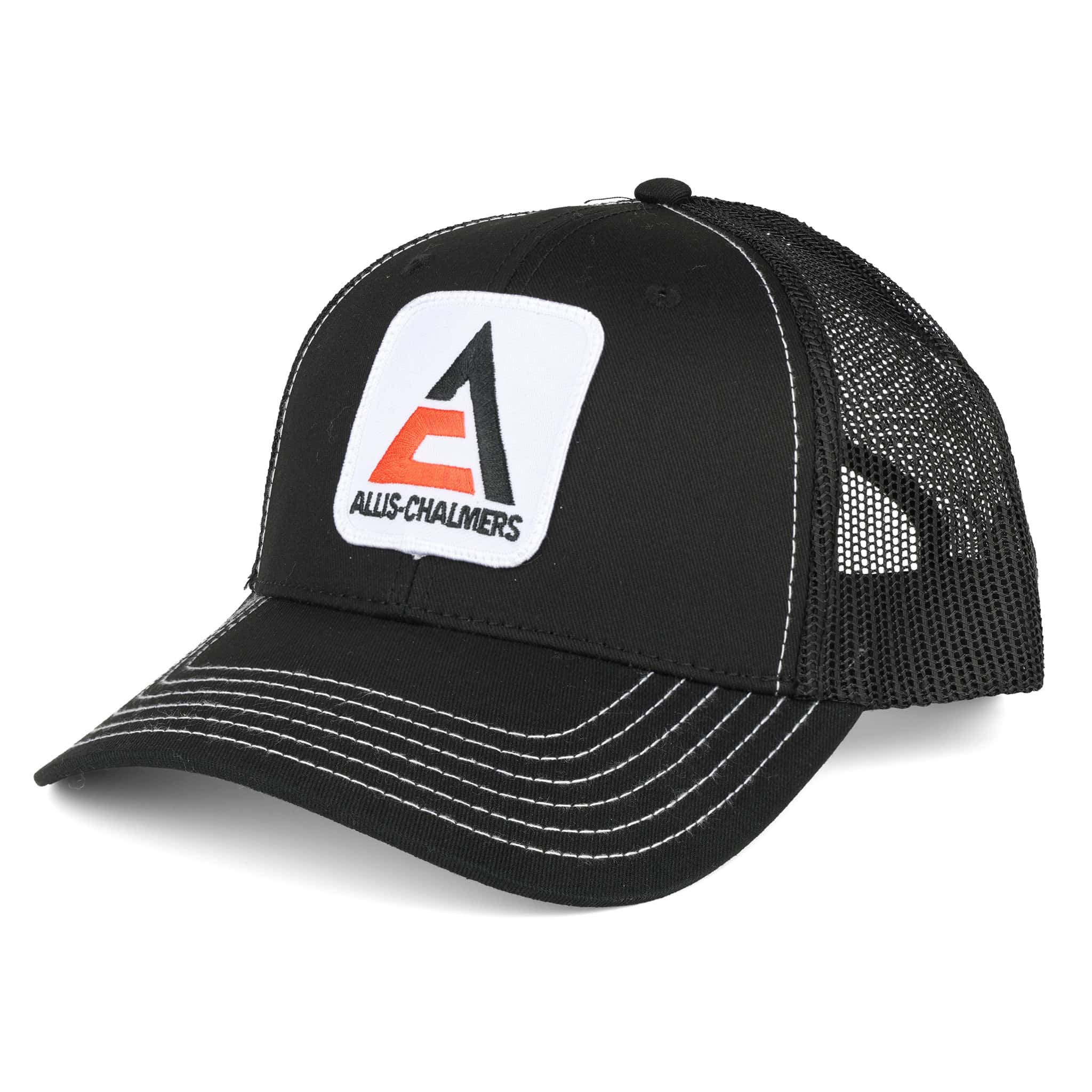 Allis Chalmers Logo Black Mesh Back Cap with White Stitching