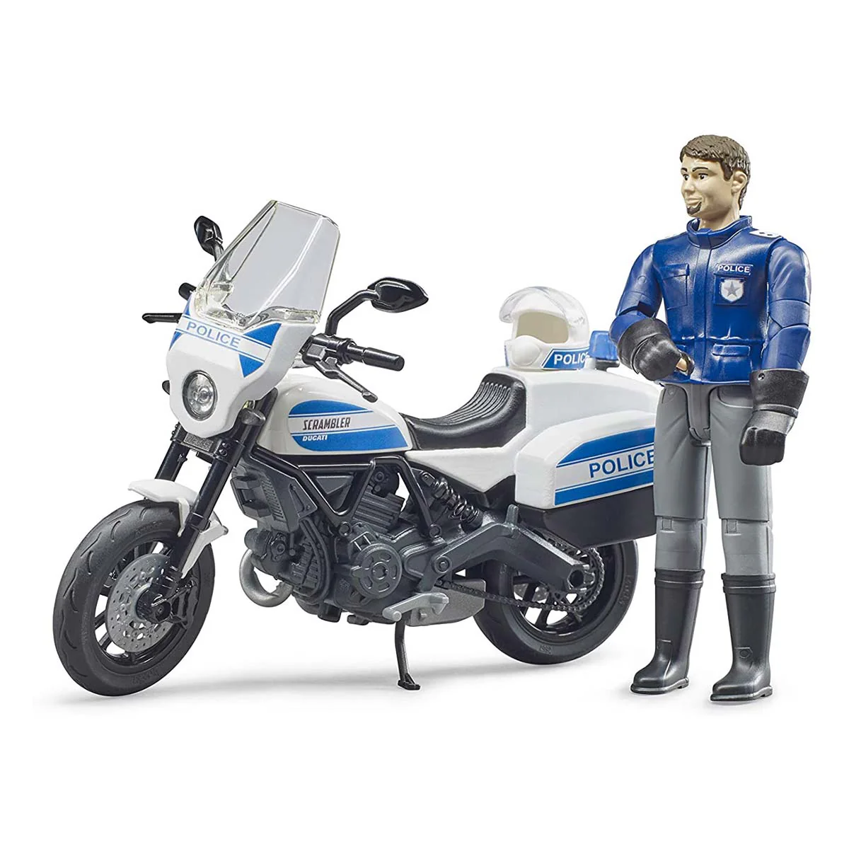 (B&D) 1/16 Scrambler Ducati Police Motorcycle with Policeman By Bruder - Loose, No Box - Image 4