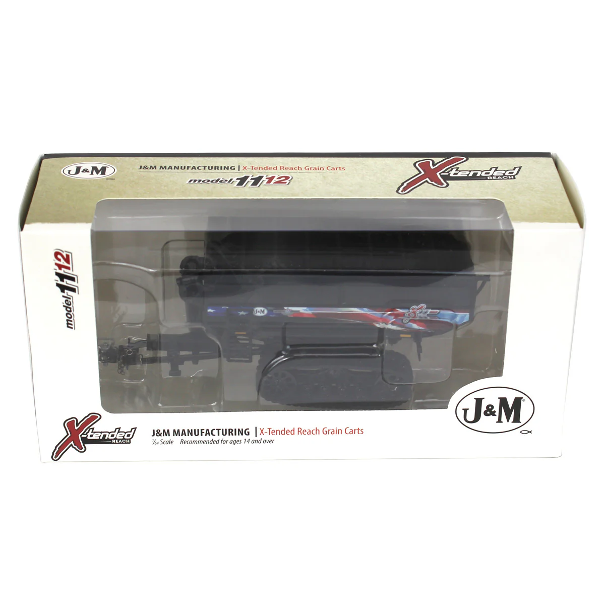 (B&D) 1/64 Black J&M 1112 X-Tended Reach Grain Cart with Tracks & American Flag Decoration by SpecCast - Damaged Item - Image 5