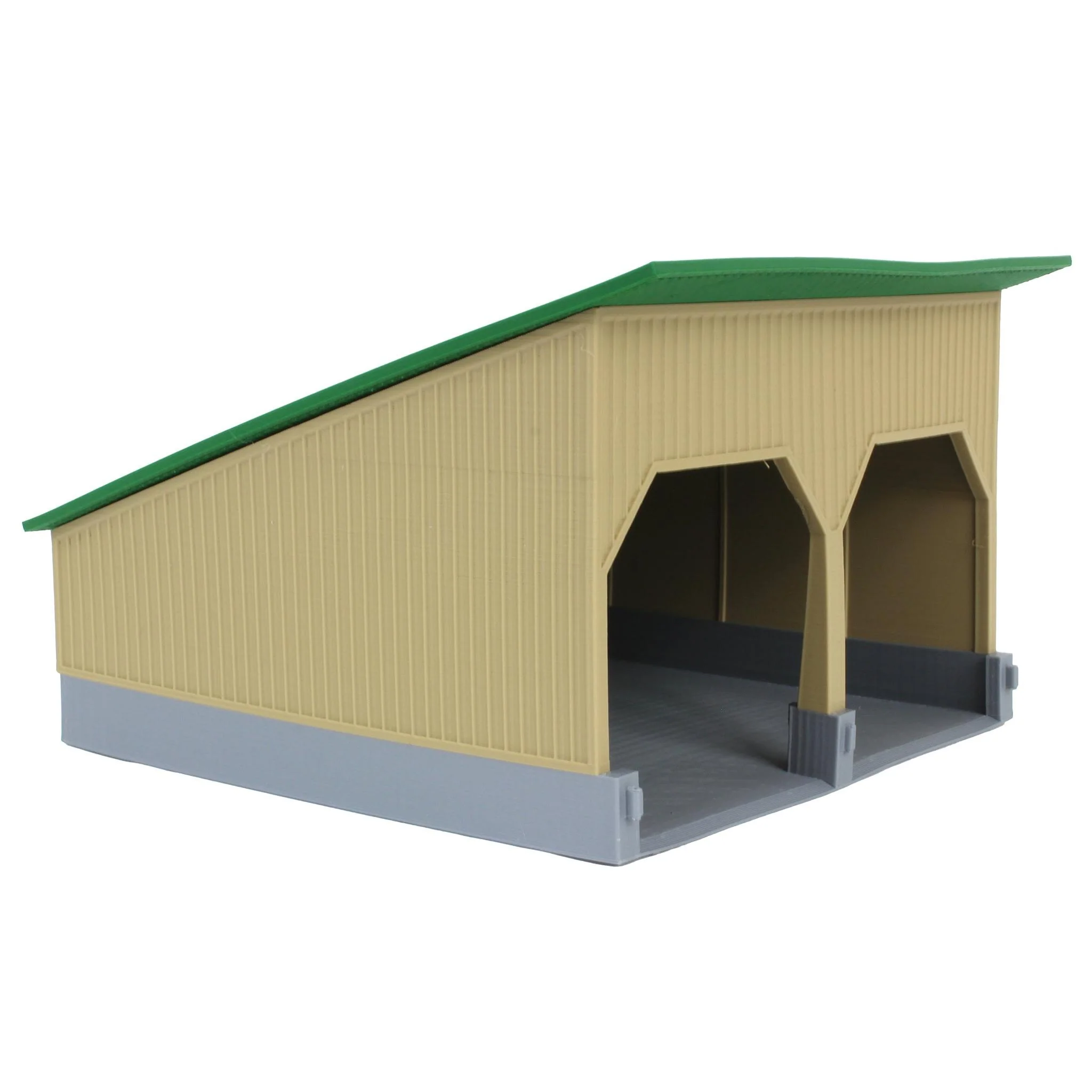 (B&D) 1/64 The Double Bay 40ft x 40ft Cattle Shed, Tan & Green, 3D Printed - Damaged Item - Image 2