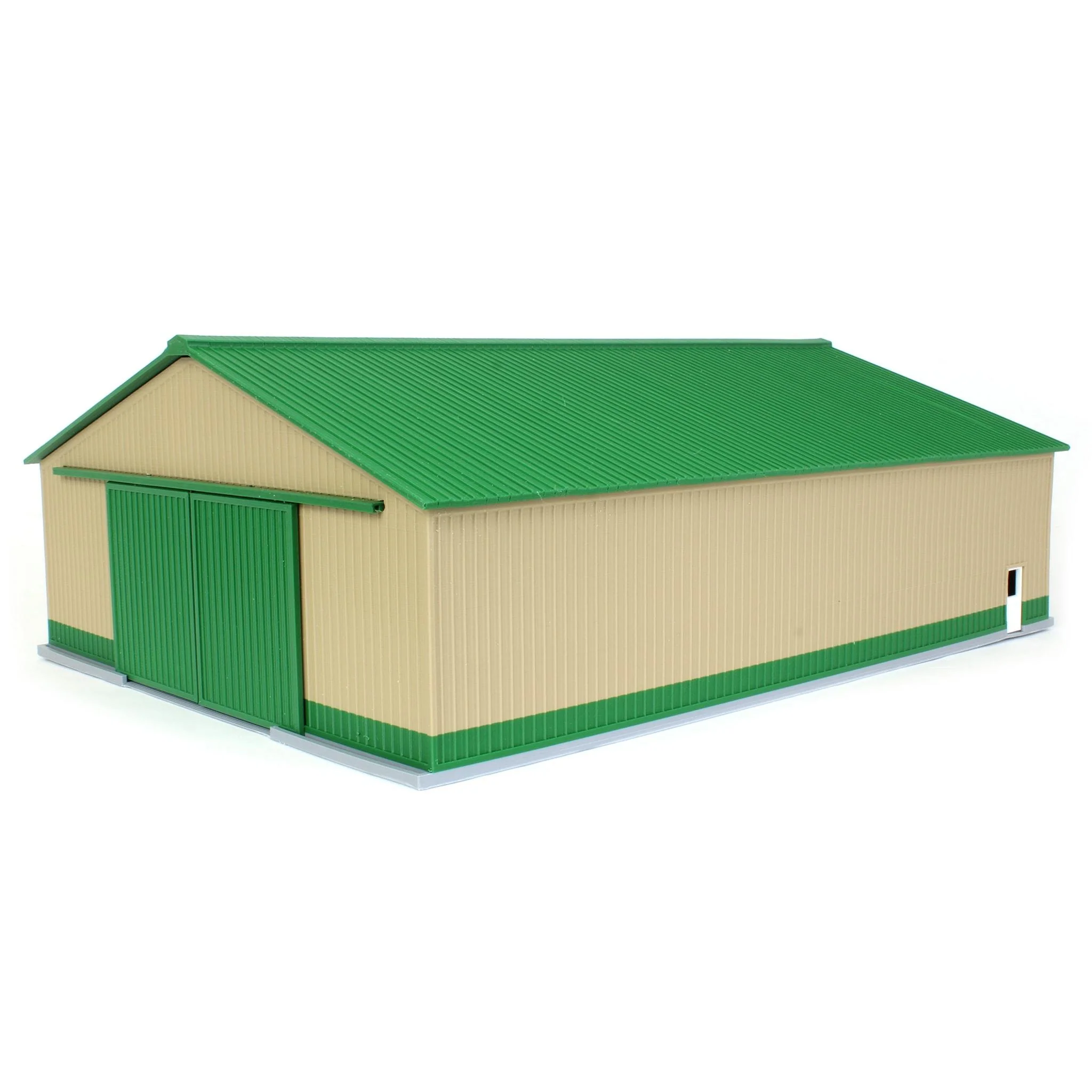 (B&D) 1/64 "The Professional" Tan/Green 60ft x 80ft Machine & Farm Shed with Sliding Doors, 3D Printed - Damaged Item - Image 2