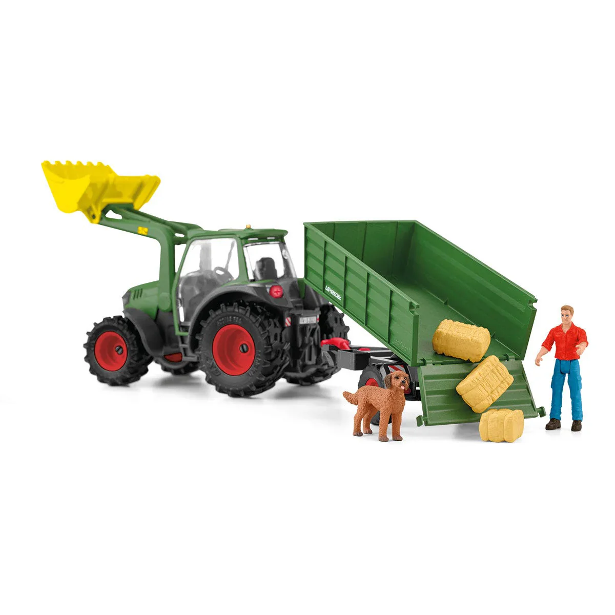 Green Tractor with Loader & Dump Trailer by Schleich - Image 2