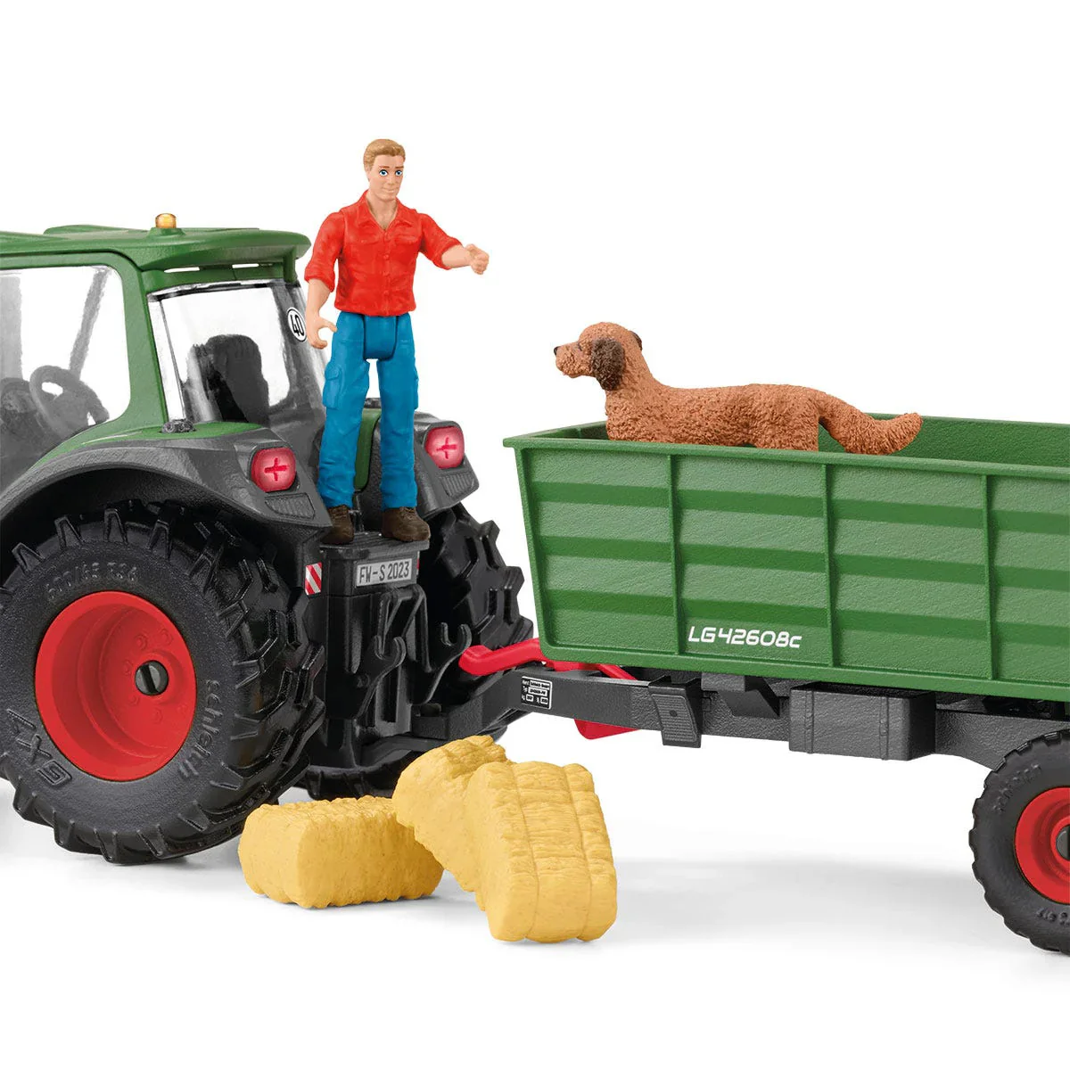 Green Tractor with Loader & Dump Trailer by Schleich - Image 3