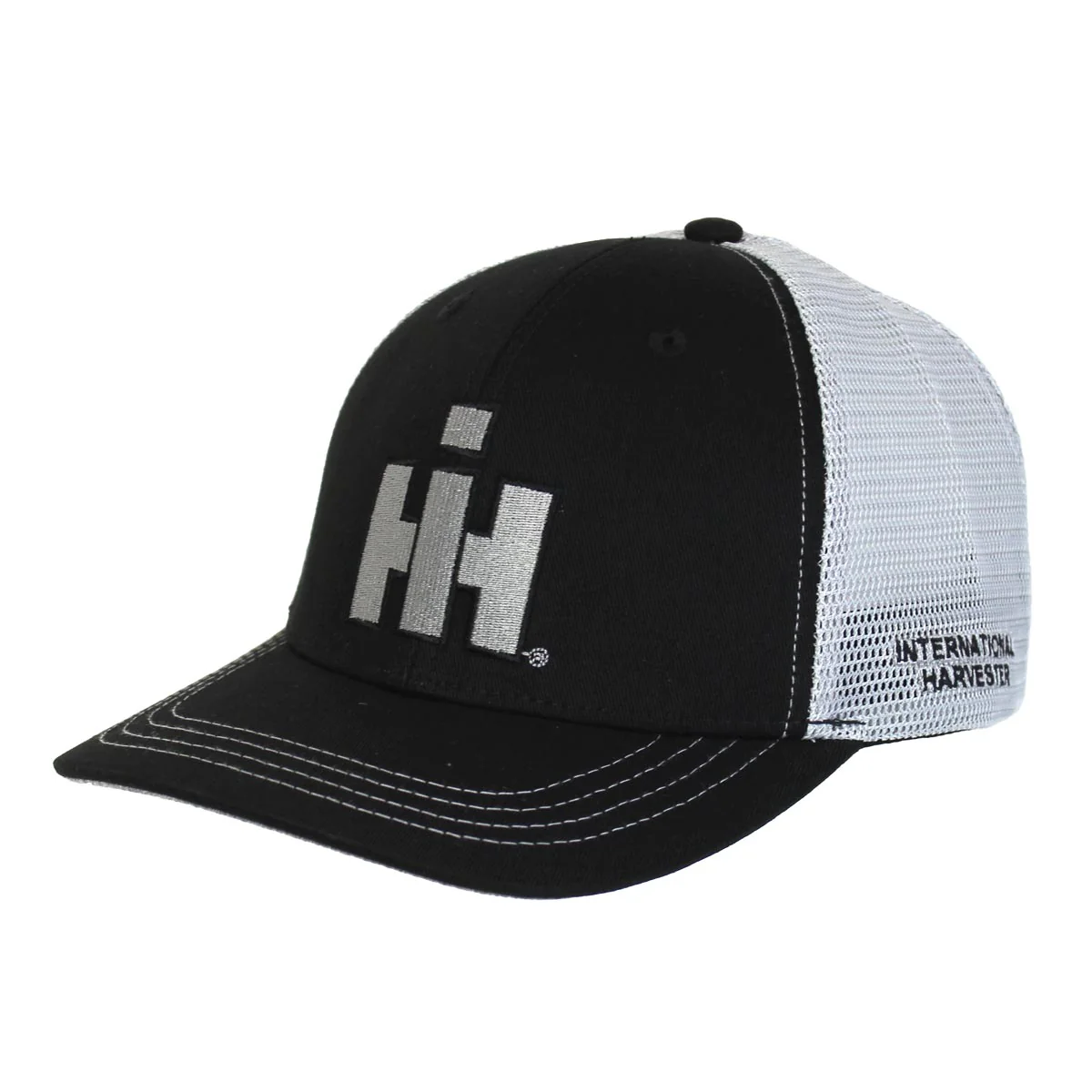 IH Black Twill Trucker Cap with Gray Mesh Back