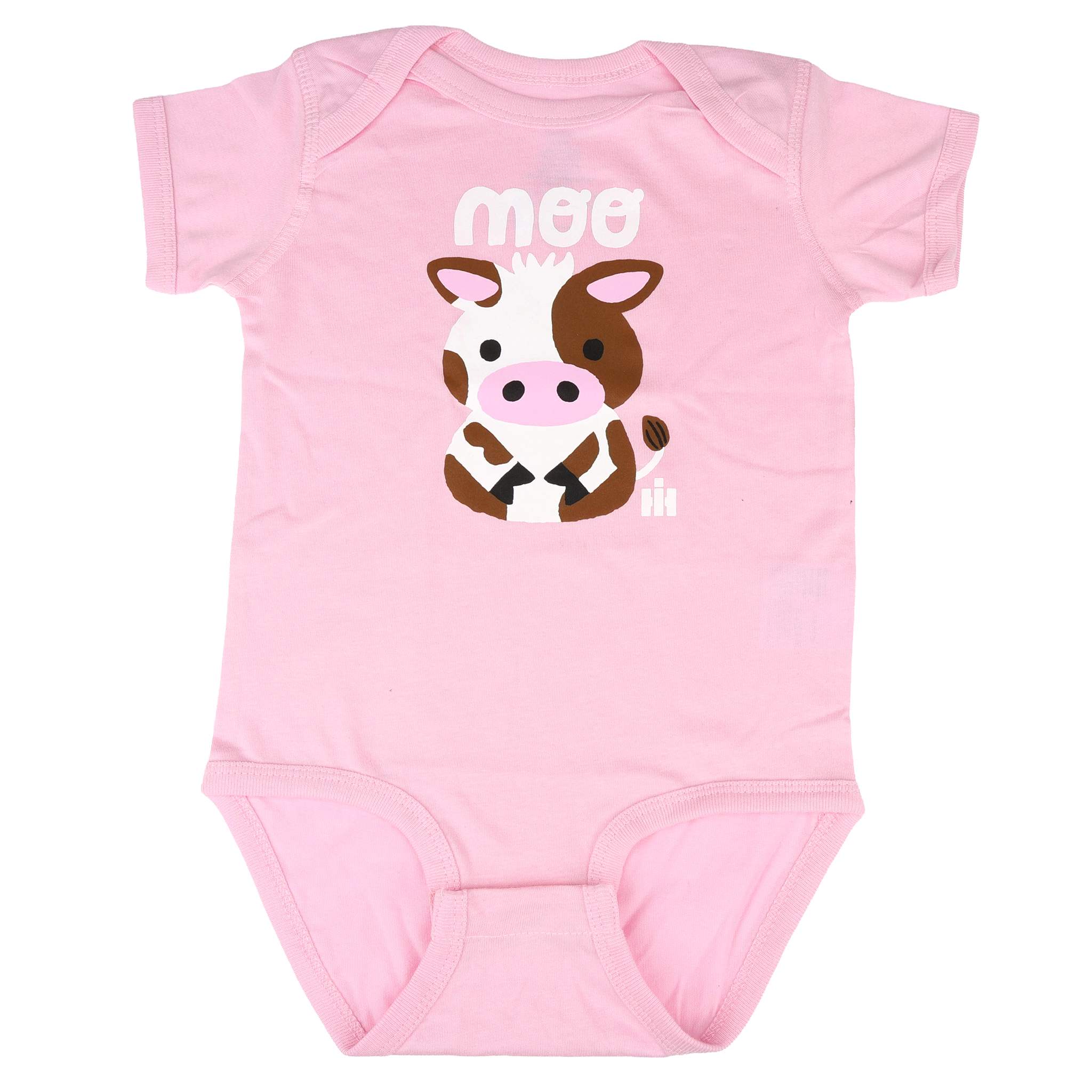 Infant Girls International Harverster Moo Cow Light Pink Short Sleeve Bodysuit