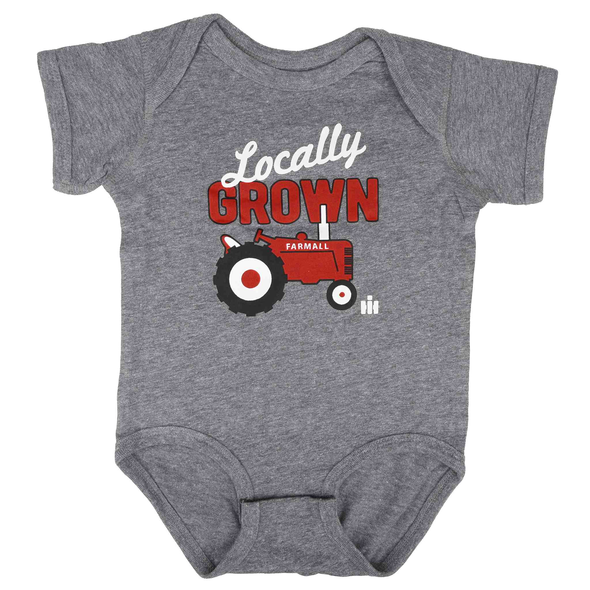 Infant International Harvester Locally Grown Farmall Heather Gray Short Sleeve Bodysuit