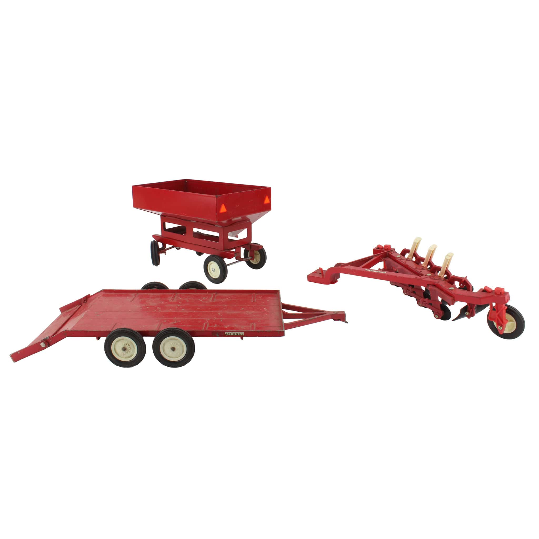 Lot of (1) 1/16 Flatbed Trailer, (1) 1/16 4-Bottom Plow, and (1) 1/16 Gravity Feed Cart by ERTL - Image 2