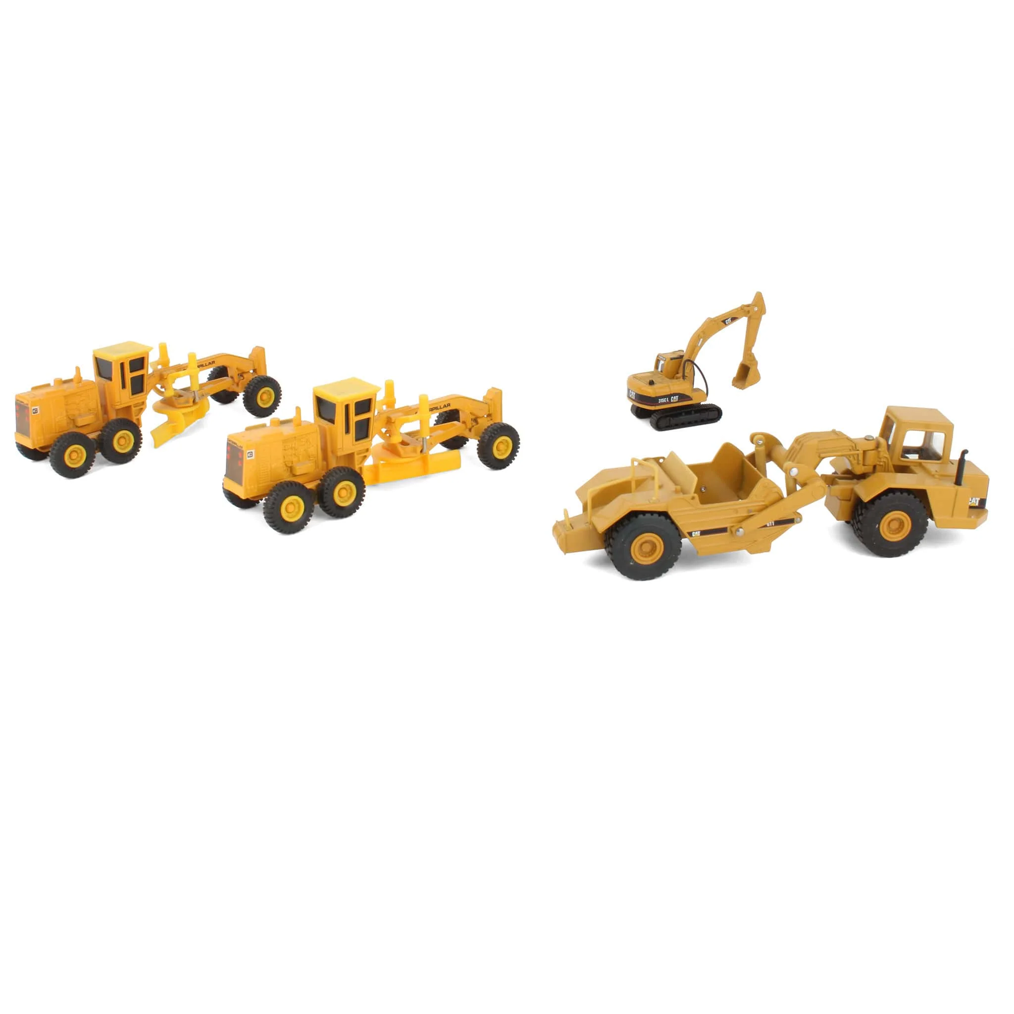 Lot of (2) 1/64 Caterpillar graders, (1) 1/64 CAT scraper, and (1) 1/87 CAT excavator - Image 2