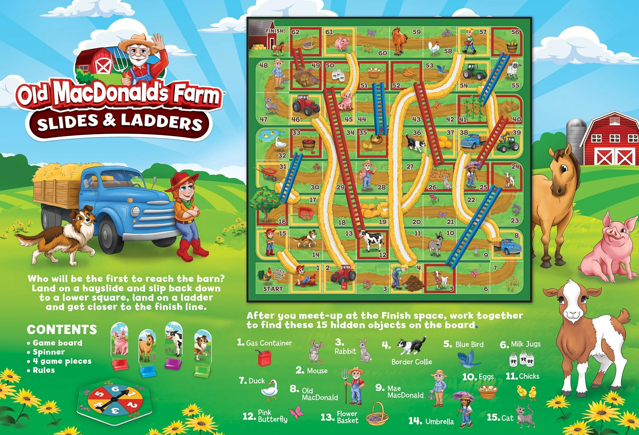 Old MacDonald's Farm Slides & Ladders Board Game - Image 2