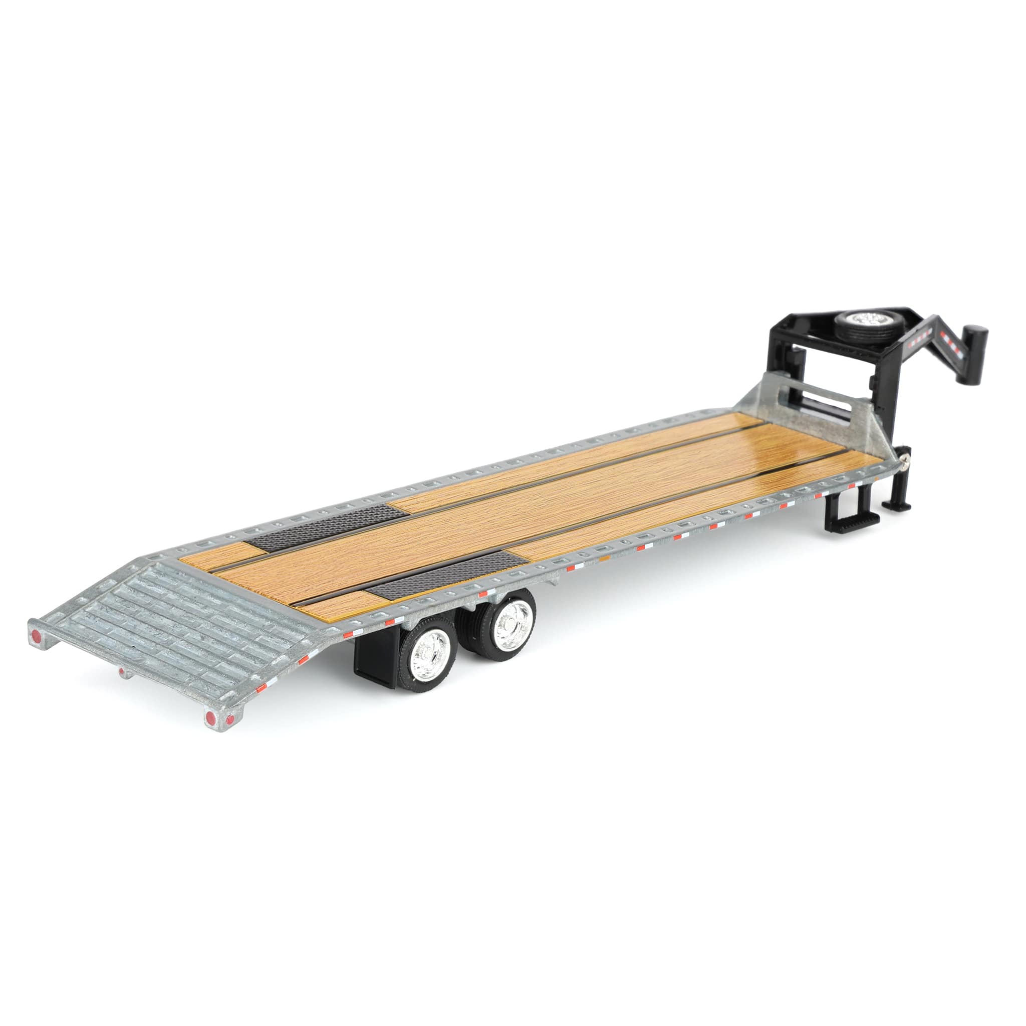 Raw Chase Unit ~ 1/64 Gooseneck Trailer with Red & White Conspicuity Stripes