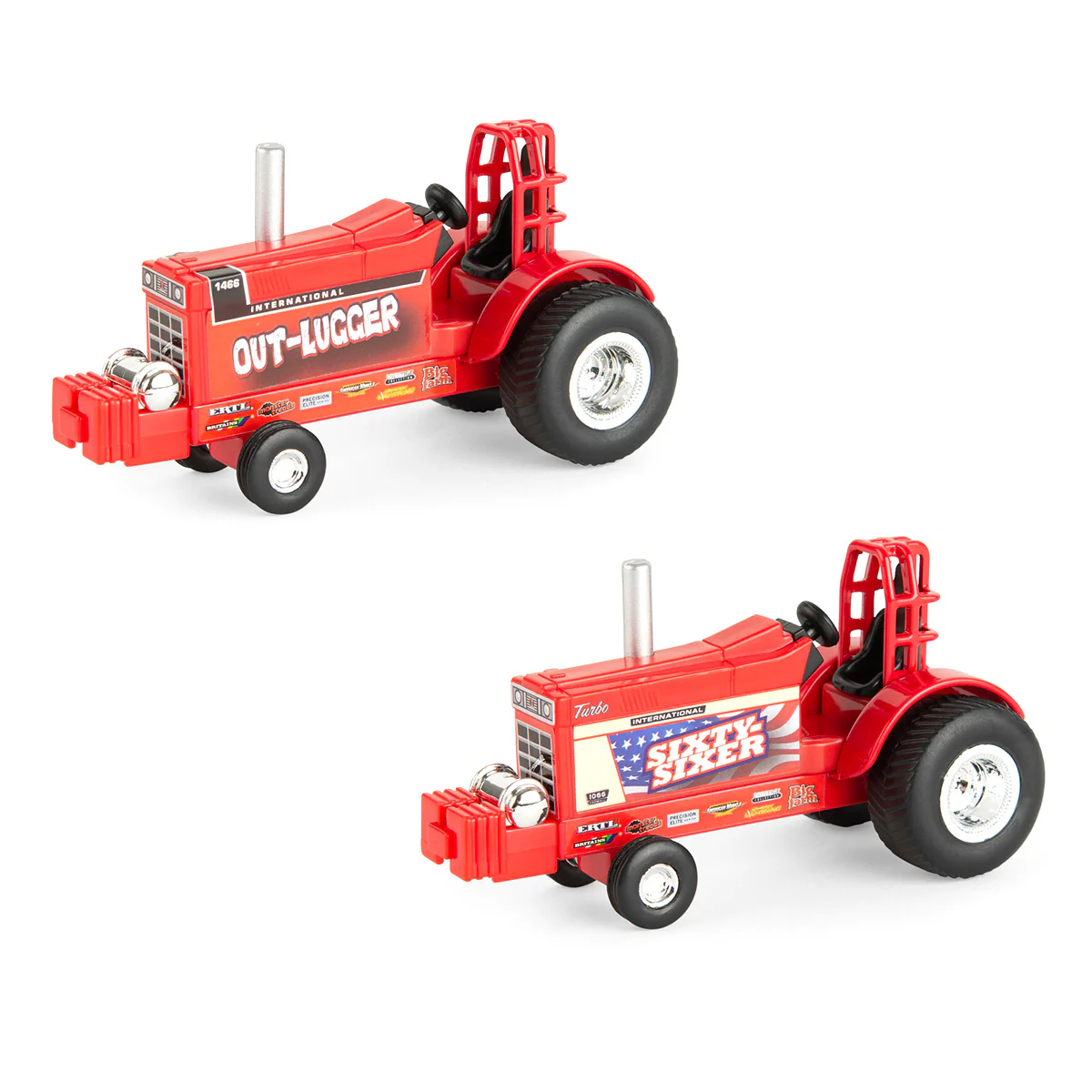 Set of 2 ~ 1/64 International Harvester "Out-Lugger" & "Sixty-Sixer" Vintage Pulling Tractors