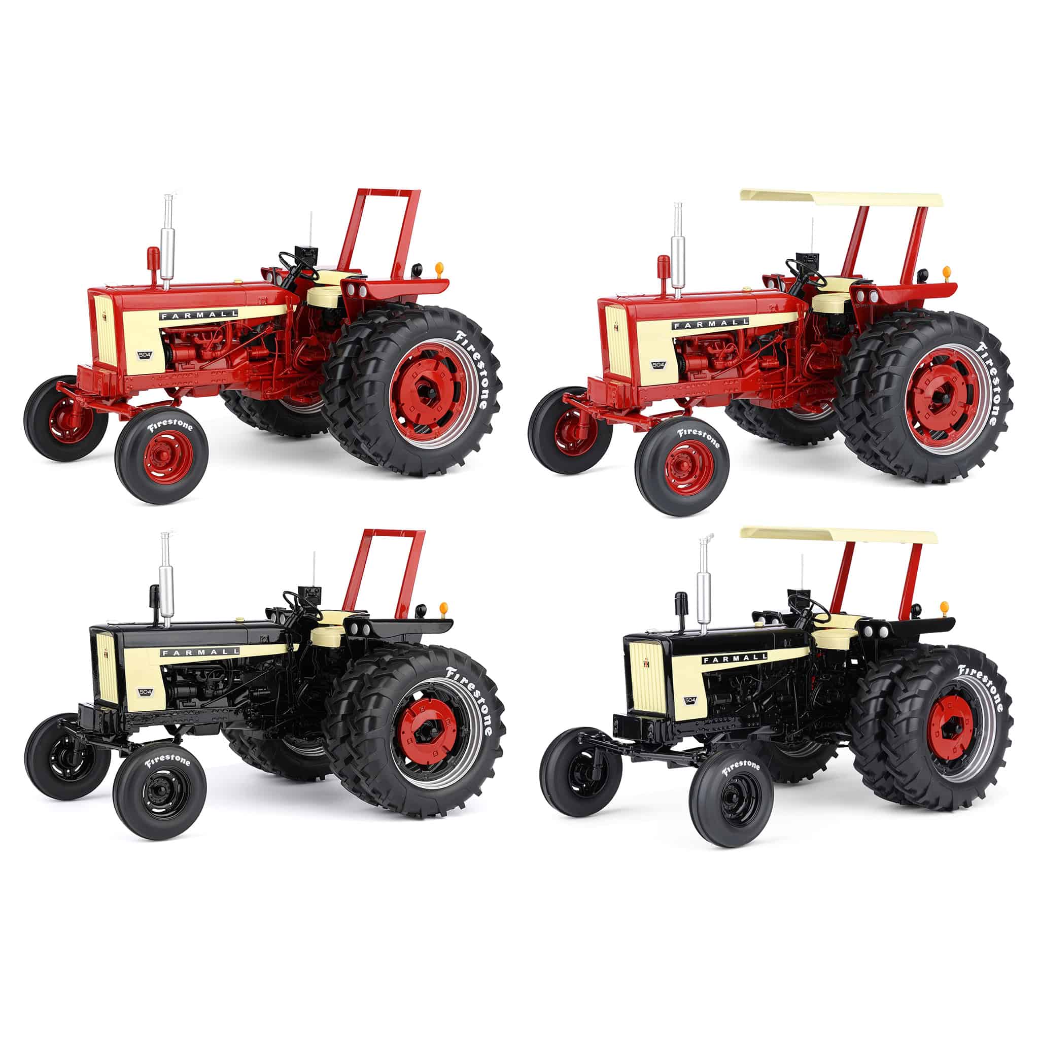 Set of 2 Versions + Chase Units ~ 1/16 Farmall 504 Tractors with Firestone Tires by SpecCast, 2nd in Outback Toys Exclusive 20th Century Series