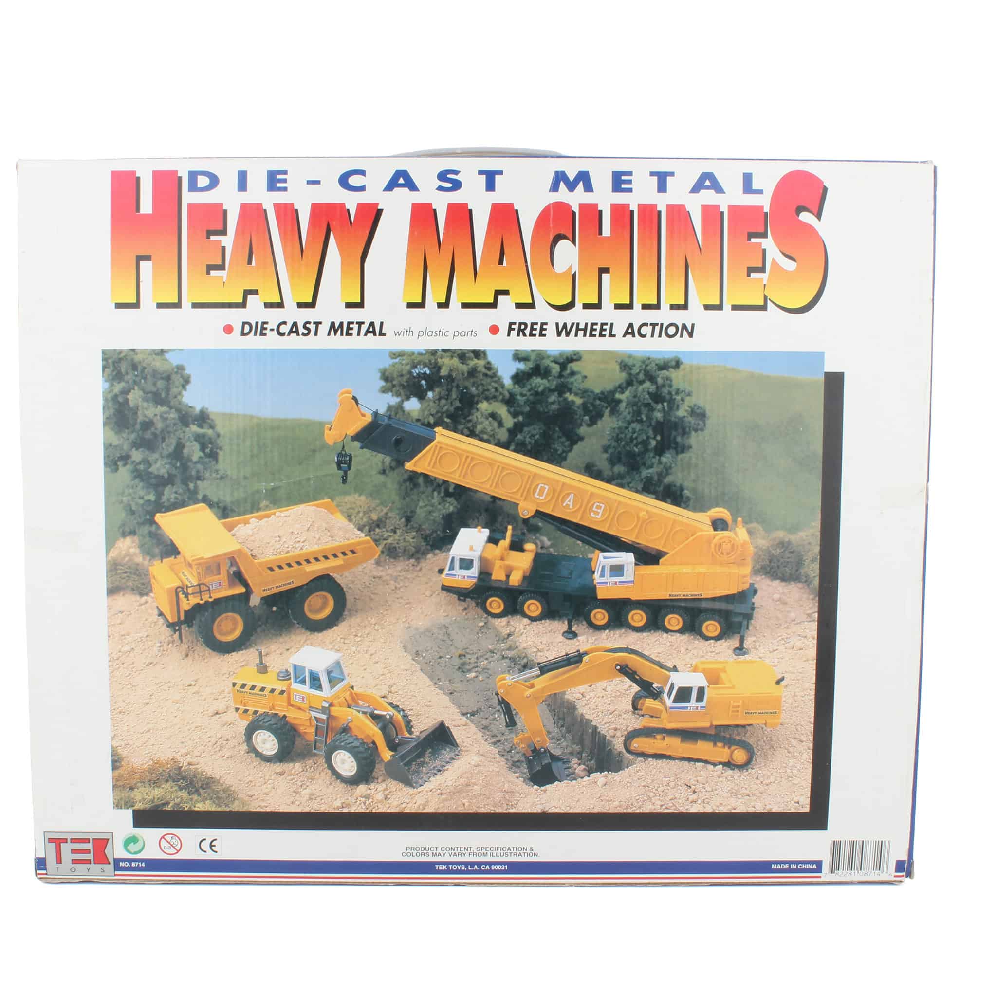 Tek Toys Heavy Machines Diecast Construction Toy Set with Loader, Dump Truck, Crane and Excavator - Image 2