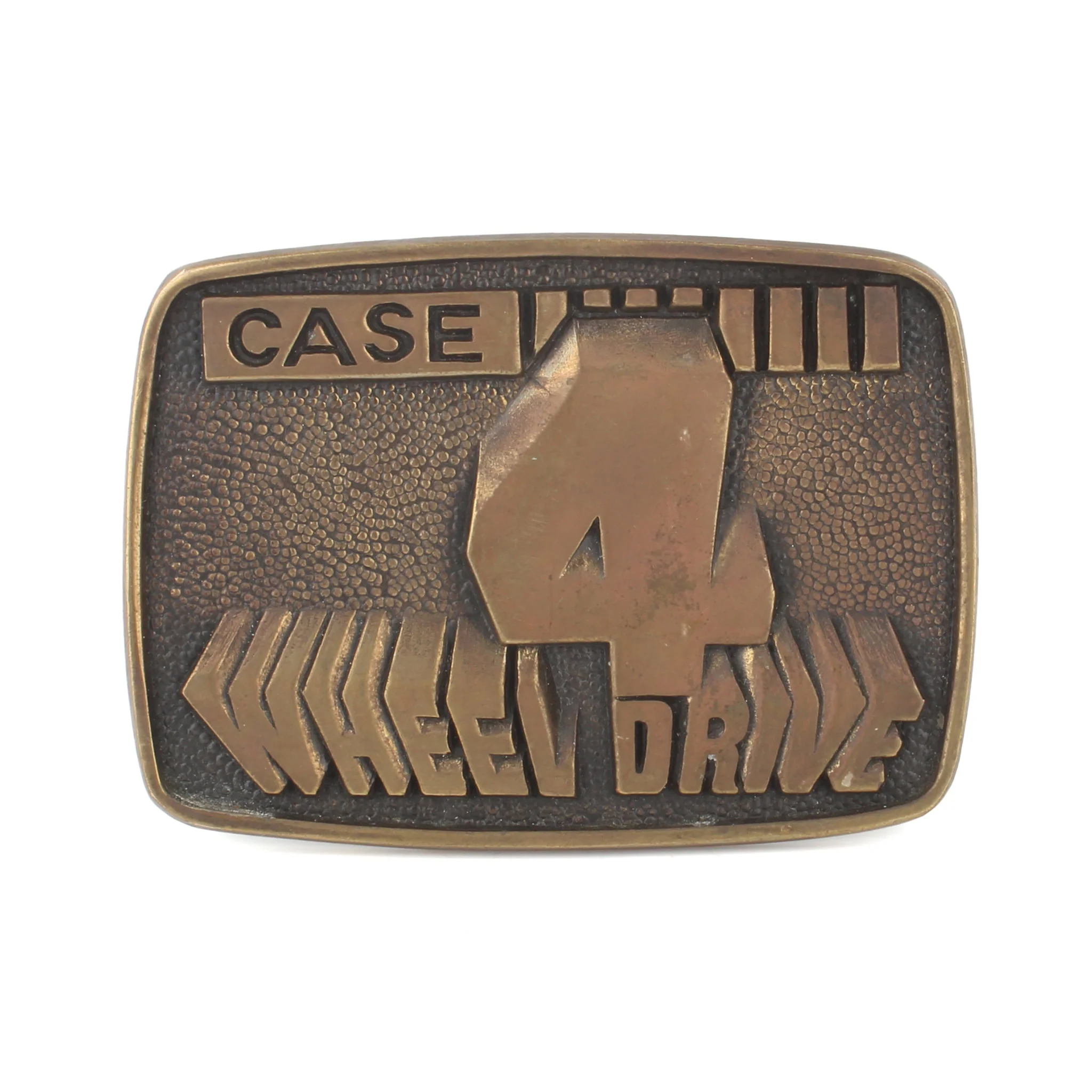Vintage 1970s Case 4WD Solid Brass Belt Buckle by BTS