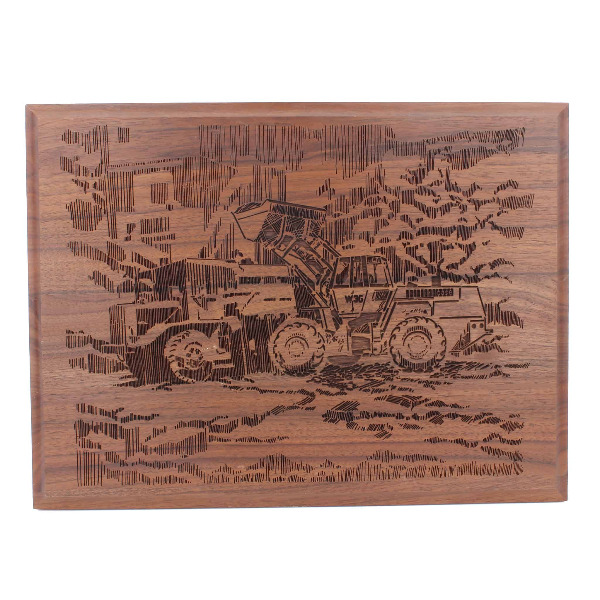 Vintage Case Construction W36 Wheel Loader Lasercraft Walnut Wooden Sign